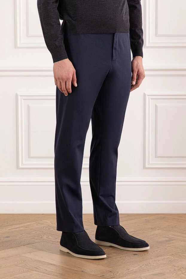 PT01 (Pantaloni Torino) брюки мужские однотонные navy комфортного кроя со шнурком 190384 - фото 3