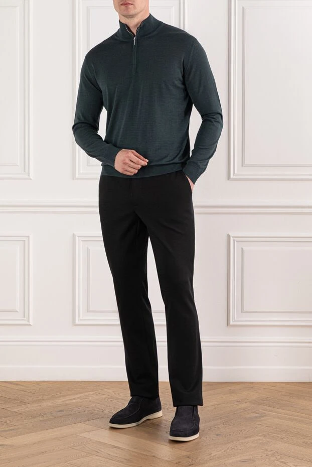 Cesare di Napoli ерлерге арналған сыдырма және тік жағасы бар жүннен жасалған джемпер тройер 190387 - фото 2