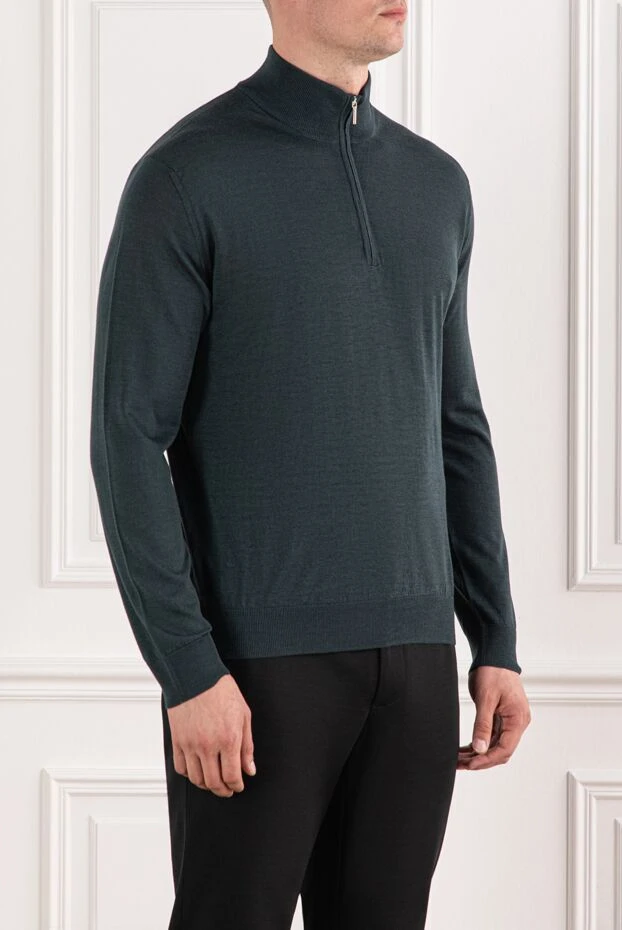 Cesare di Napoli ерлерге арналған сыдырма және тік жағасы бар жүннен жасалған джемпер тройер 190387 - фото 3