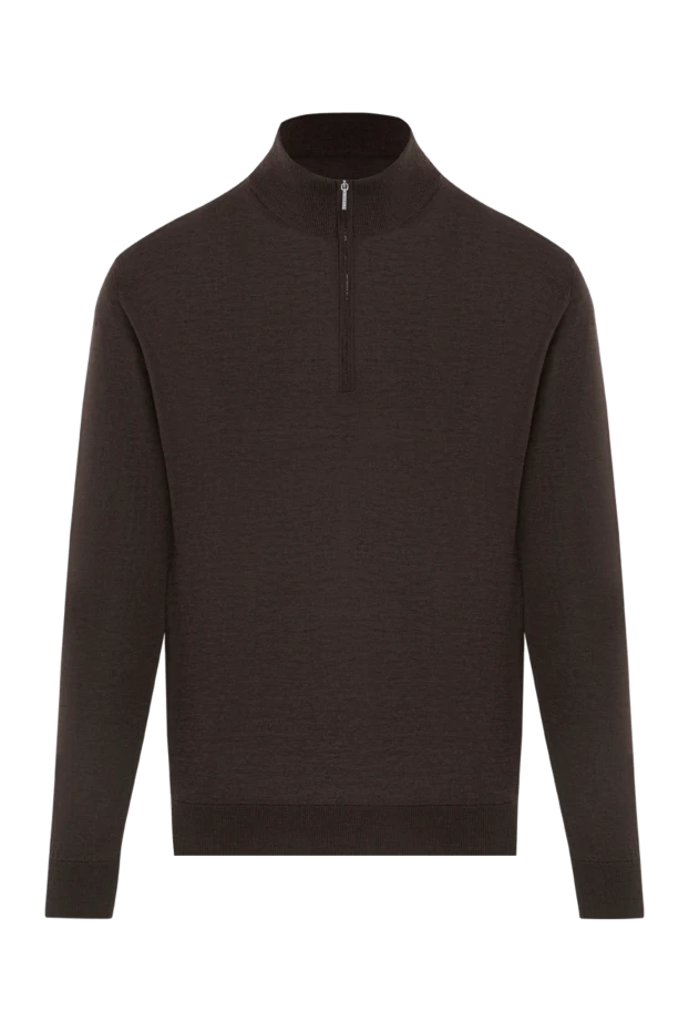 Мужской тройер из шерсти глубокого коричневого оттенка с молнией - фото 1