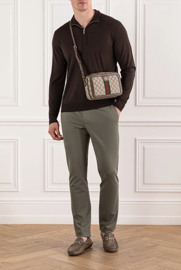 Cesare di Napoli мужской тройер из шерсти глубокого коричневого оттенка с молнией 190388 - фото 2