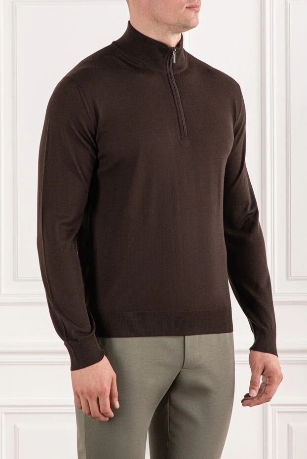 Cesare di Napoli ерлерге арналған сыдырмасы бар терең қоңыр жүннен жасалған тройер 190388 - фото 3