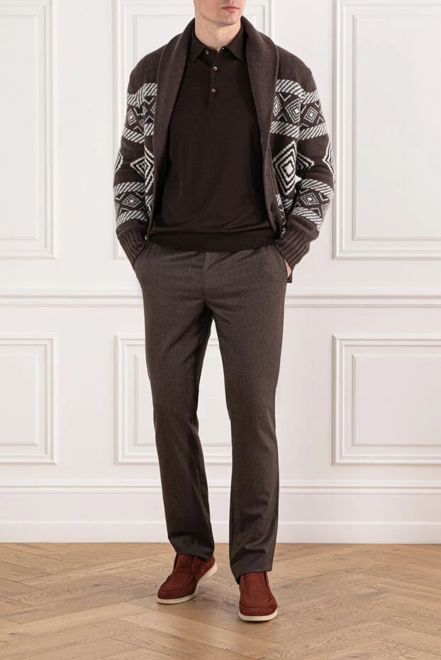 Cesare di Napoli поло из шерсти коричневого цвета с длинным рукавом 190389 - фото 2
