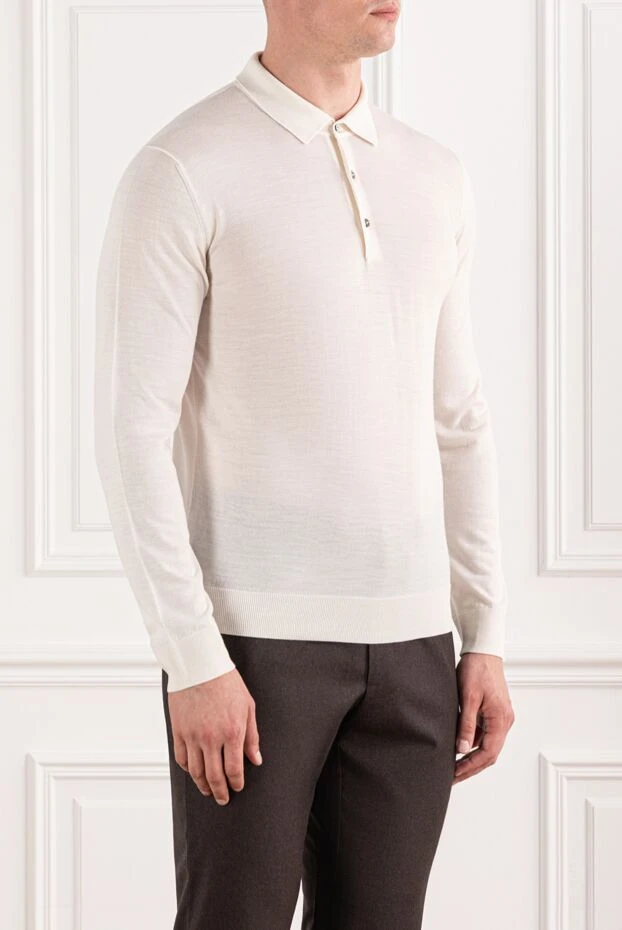 Cesare di Napoli поло из шерсти молочного цвета с длинным рукавом 190390 - фото 3