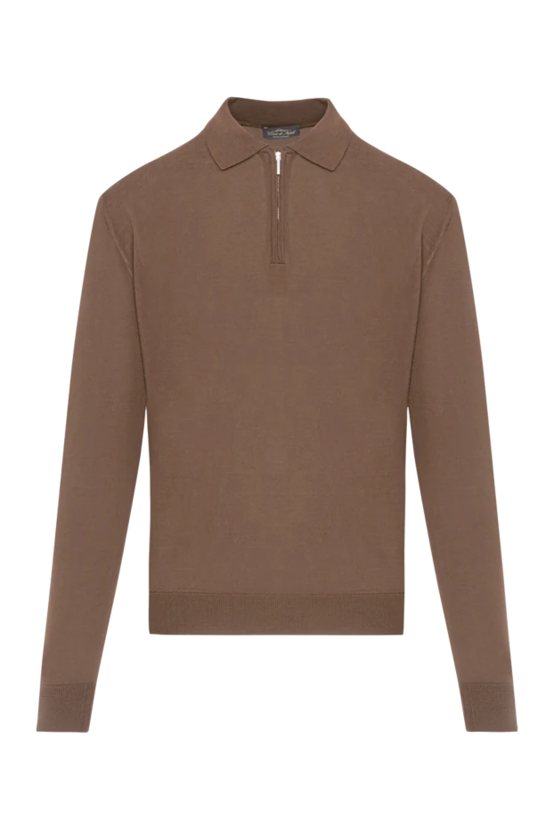 Поло из шерсти коричневого цвета с длинным рукавом на молнии
- фото 1