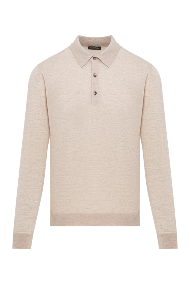 Ұзын жеңі бар бежевый жүннен тоқылған поло жейде - фото 1