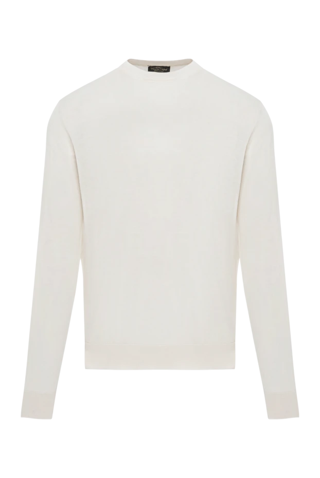 Джемпер мужской шерстяной тонкий молочного цвета - фото 1