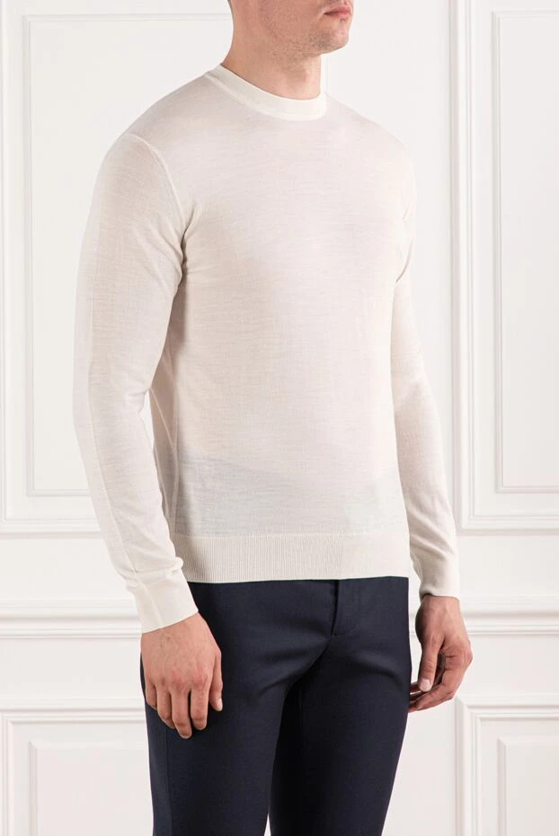 Cesare di Napoli ерлерге арналған жүннен жасалған секіргіш, жұқа, сүтті түсті 190395 - фото 3