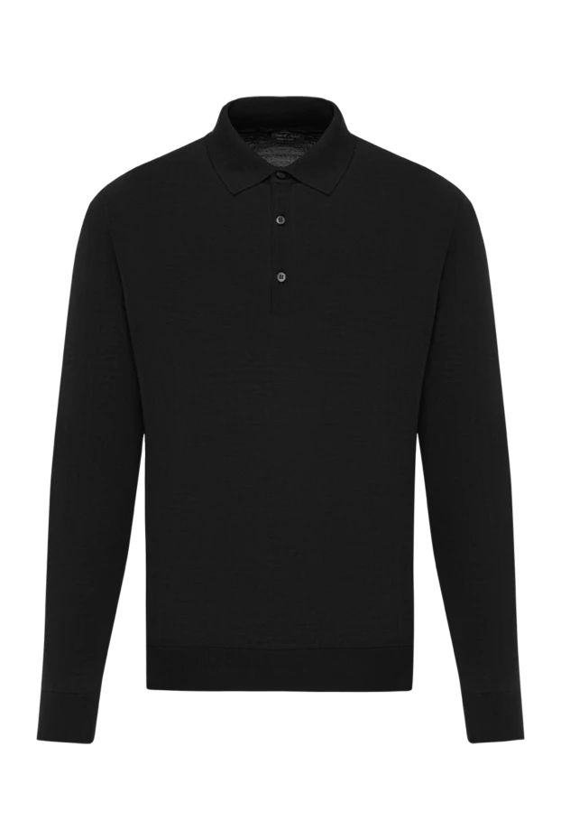 Ұзын жеңі бар қарапайым қара жүннен жасалған поло жейде - фото 1