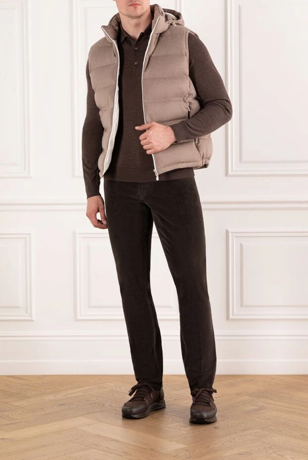 Cesare di Napoli поло из шерсти темно коричневого цвета с длинным рукавом 190398 - фото 2