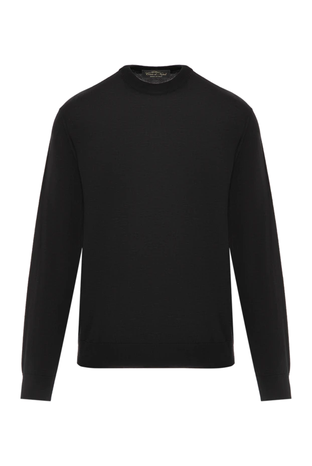 Men's jumper plain black with a round neck - photo 1