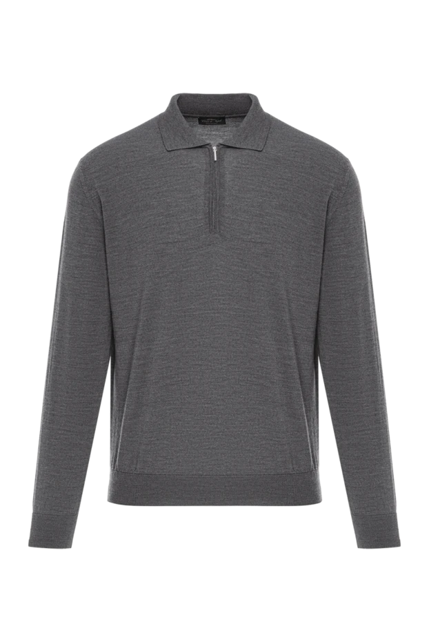 Cesare di Napoli ұзын жеңі және сыдырмасы бар әмбебап сұр жүннен жасалған поло көйлек 190408 - фото 1