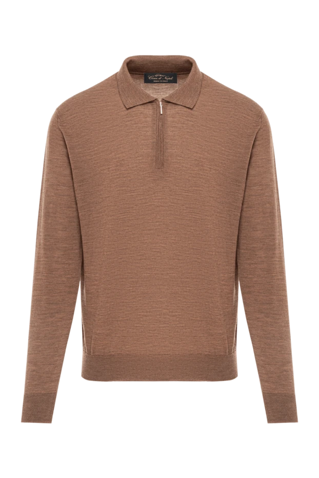 Ұзын жеңі бар қоңыр реңктегі жүннен тоқылған поло жейде - фото 1