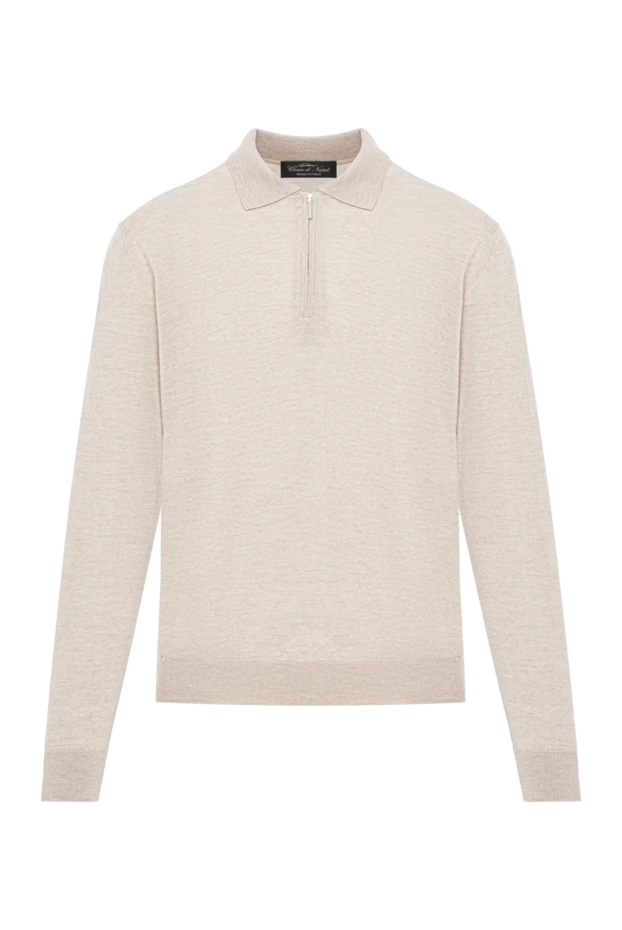 Сыдырма және ұзын жеңі бар бежевый жүннен жасалған поло - фото 1