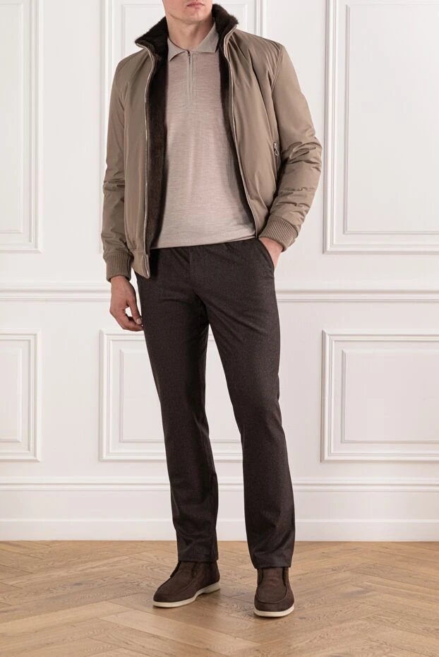 Cesare di Napoli мужское шерстяное поло светлого оттенка с застежкой молнией 190413 - фото 2