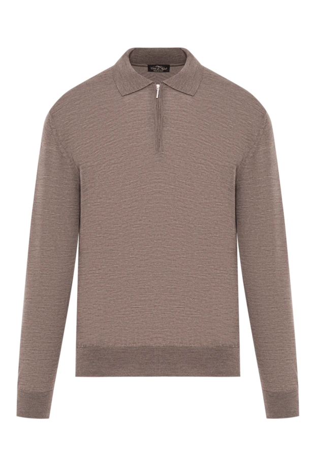 Жеңіл кофе жүнінен тоқылған поло сыдырмасы бар - фото 1