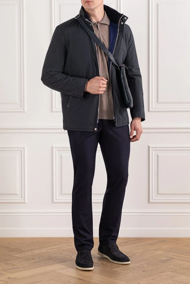 Cesare di Napoli трикотажное поло из шерсти светло-кофейное с застёжкой молнией 190417 - фото 2