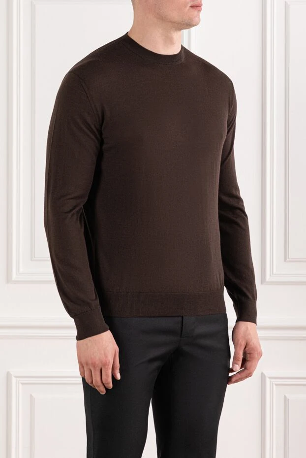 Cesare di Napoli қара қоңыр табиғи жүннен тігілген ерлерге арналған секіргіш 190421 - фото 3