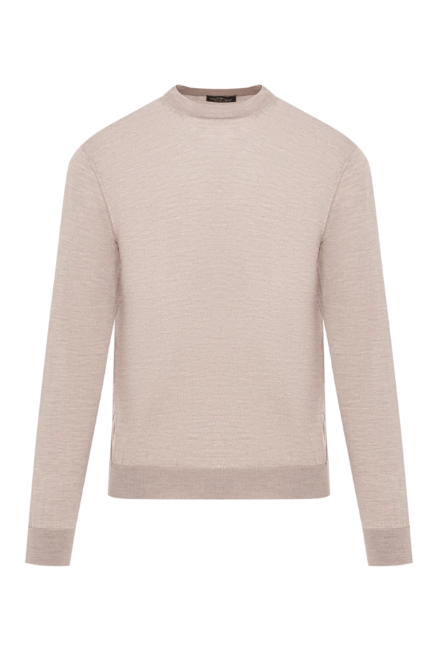 Шерстяной мягкий джемпер мужской светло-бежевый базовый
- фото 1