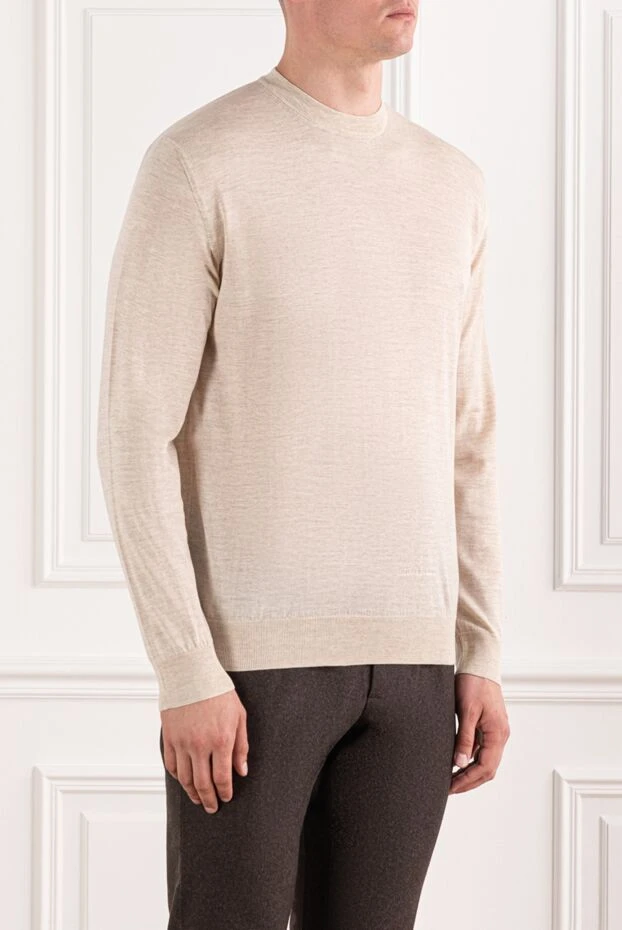 Cesare di Napoli бежевый түсті ерлер негізгі жүннен жасалған жылы секіргіш
 190424 - фото 3