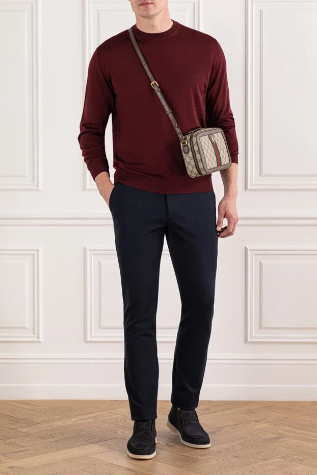 Cesare di Napoli дөңгелек мойынды бургундия жүнінен жасалған ерлер 190425 - фото 2