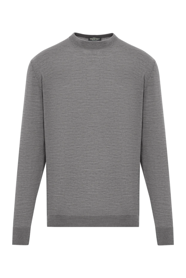 Джемпер из натуральной шерсти серый для офиса и отдыха - фото 1