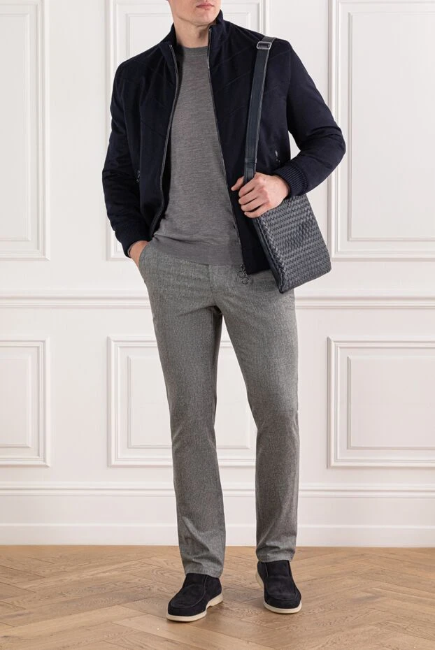 Cesare di Napoli джемпер из натуральной шерсти серый для офиса и отдыха 190426 - фото 2