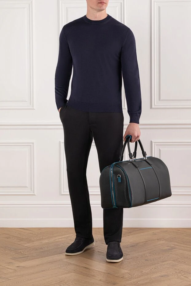 Cesare di Napoli джемпер из тонкой шерсти насыщенного темно-синего цвета 190428 - фото 2