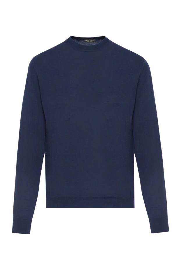 Men's wool jumper blue with a round neck - photo 1