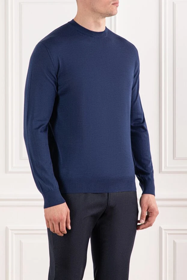 Cesare di Napoli дөңгелек мойынды көк түсті ерлер жүнінен жасалған секіргіш 190430 - фото 3