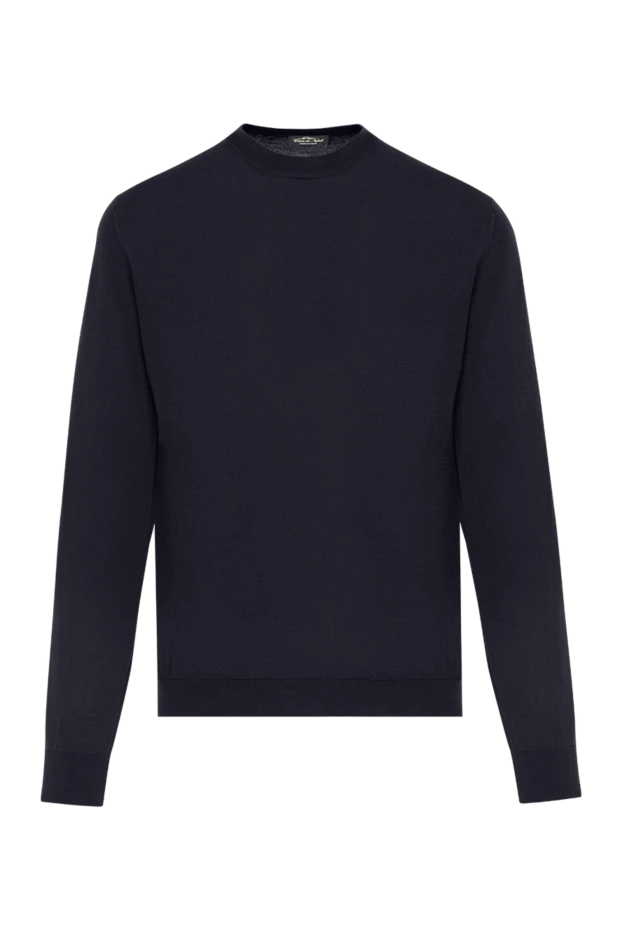 Men's Navy Blue Wool Crew Neck Jumper - photo 1