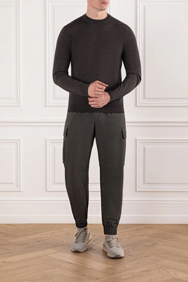 Cesare di Napoli шерстяной джемпер с длинным рукавом в кофейном оттенке 190432 - фото 2