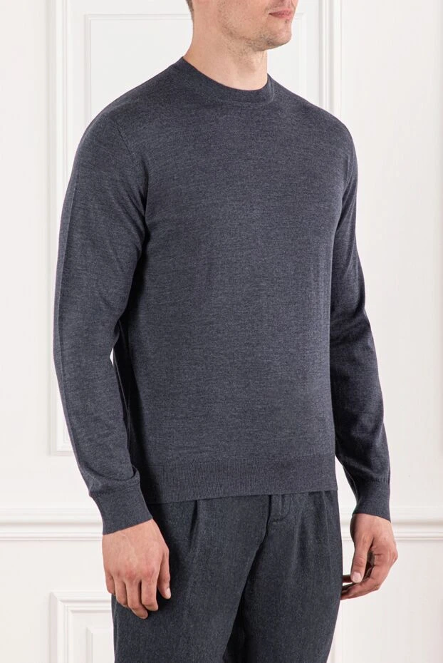 Cesare di Napoli көк түстің асыл реңкіндегі жеңіл жүннен жасалған секіргіш 190435 - фото 3