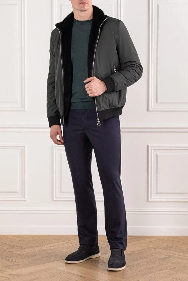 Cesare di Napoli жасыл түсті жұмсақ текстуралы жүннен жасалған ерлер пуловері 190436 - фото 2