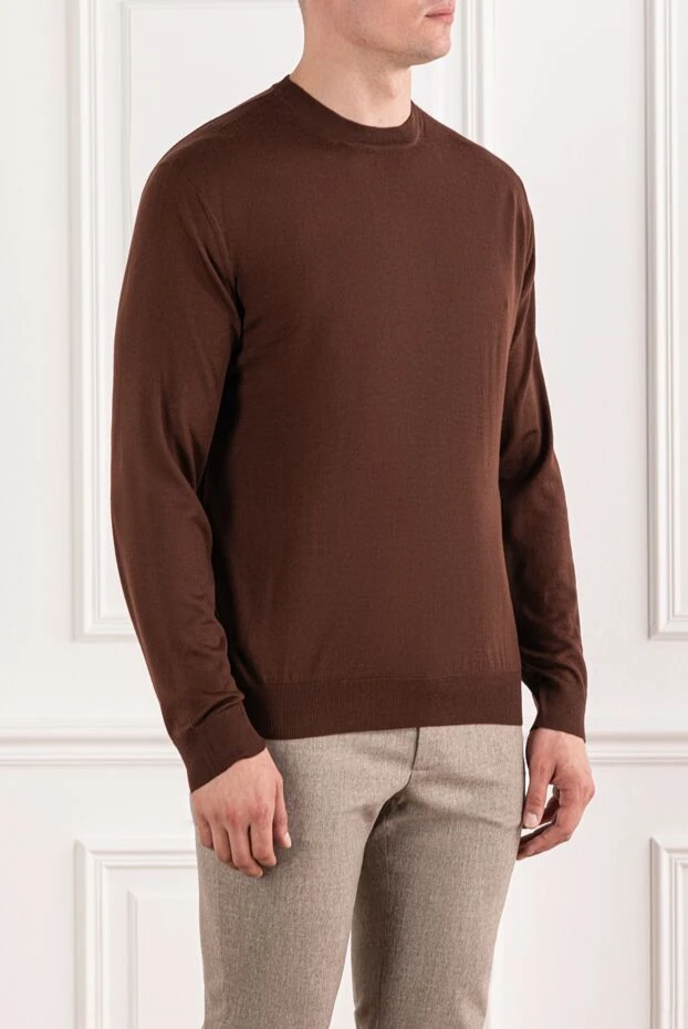 Cesare di Napoli қоңыр қоңыр түсті негізгі тігілген ерлер жүнінен жасалған секіргіш 190437 - фото 3