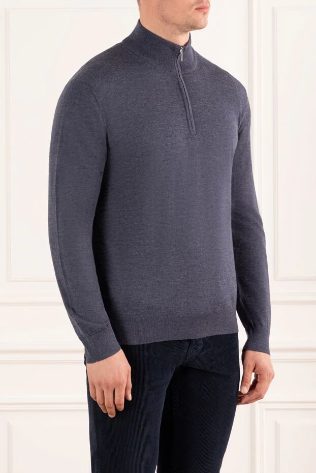 Cesare di Napoli ерлерге арналған сыдырмасы бар қара көк жүннен жасалған секіргіш 190439 - фото 3