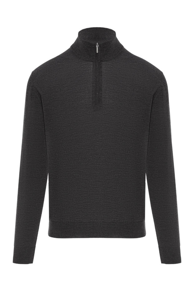 Тік жағасы бар және сыдырмалы ерлер жүннен жасалған тройер, қара сұр
- фото 1