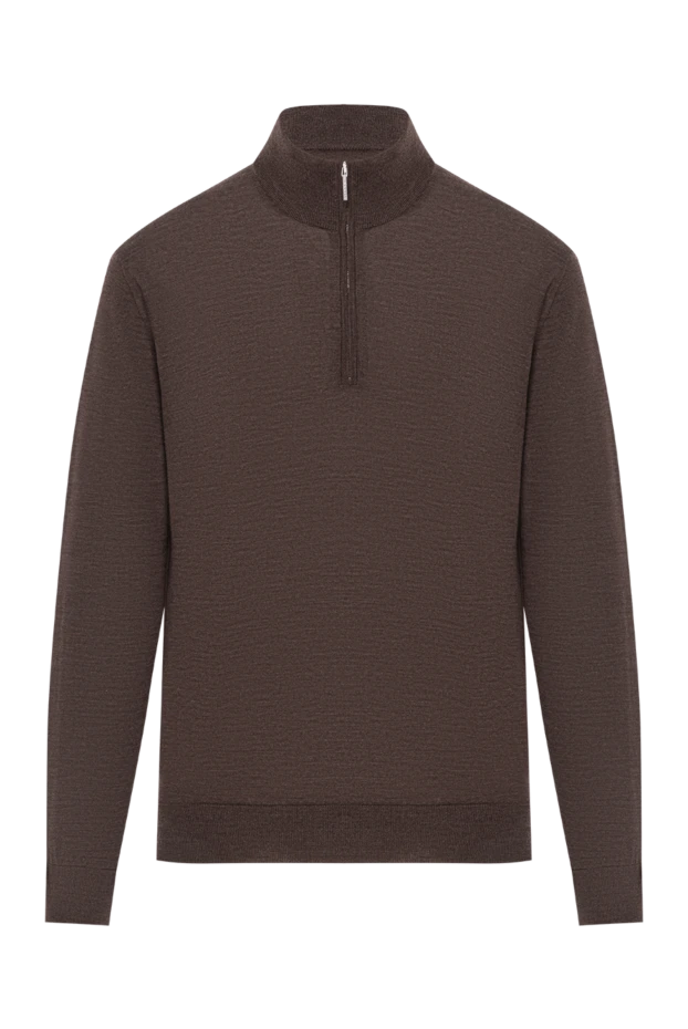 Men's warm brown wool troyer with front zip
- photo 1