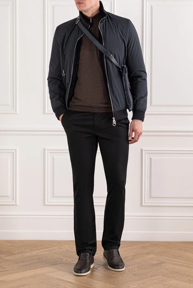 Men's warm brown wool troyer with front zip
- photo 2