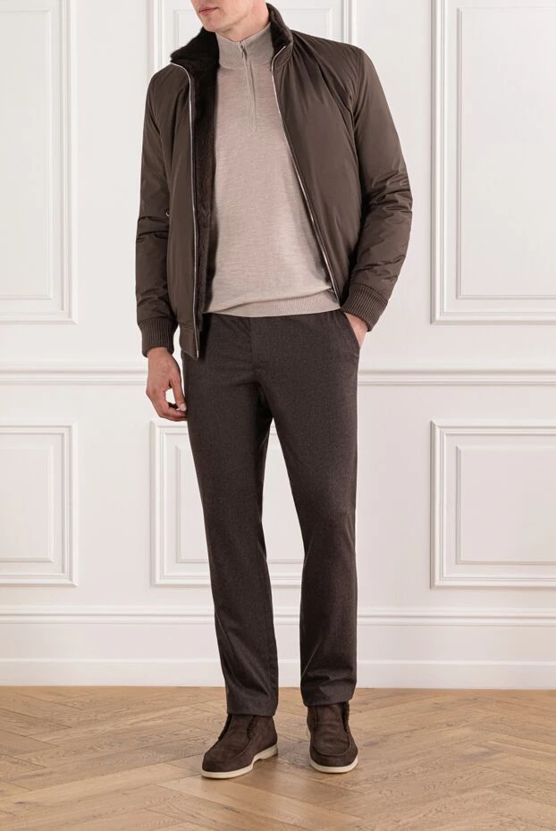 Ерлердің жүннен жасалған тройер табиғи бежевый жағасы найзағай - фото 2