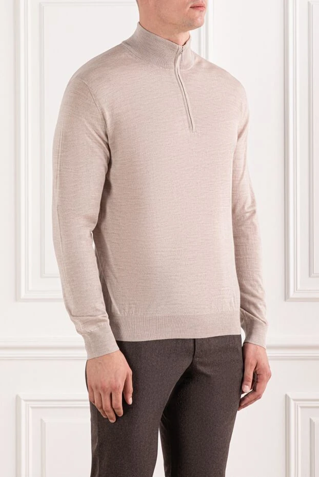 Cesare di Napoli ерлердің жүннен жасалған тройер табиғи бежевый жағасы найзағай 190445 - фото 3