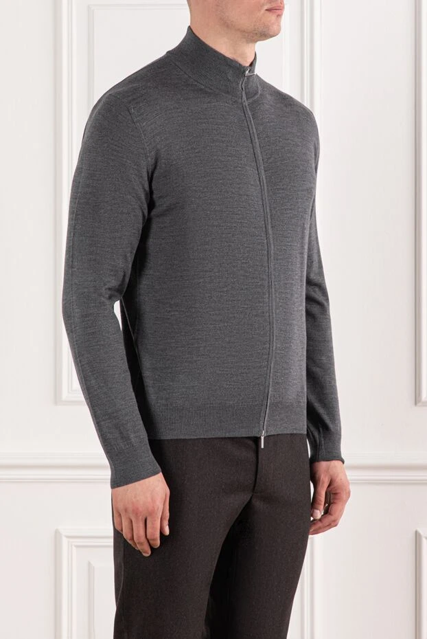 Cesare di Napoli жіңішке жүннен жасалған сыдырмалы сұр кардиган
 190452 - фото 3