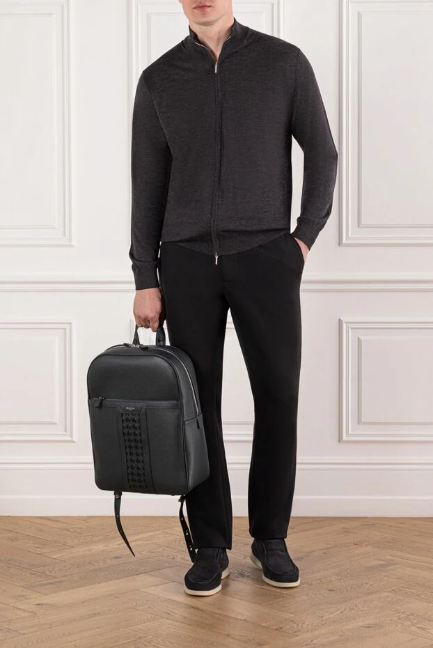 Cesare di Napoli сыдырмалы биязы жүннен жасалған сұр түсті кардиган 190454 - фото 2