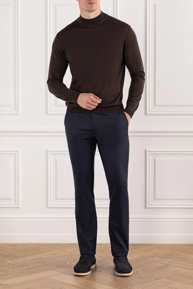 Deep brown wool jumper with stand-up collar - photo 1