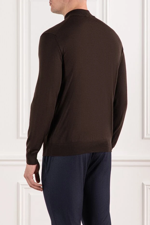 Cesare di Napoli deep brown wool jumper with stand-up collar 190457 - photo 3