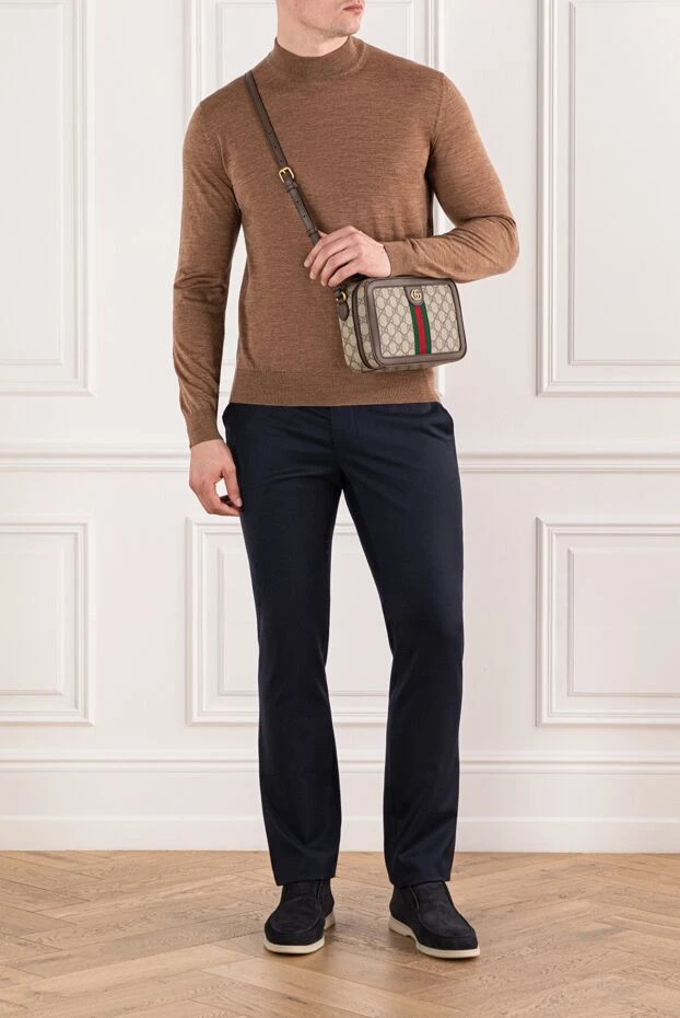 Cesare di Napoli джемпер из мягкой пряжи с высоким воротом кофейный 190460 - фото 2