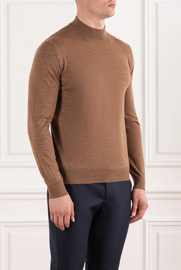 Cesare di Napoli soft yarn jumper with a high collar, coffee 190460 - photo 3