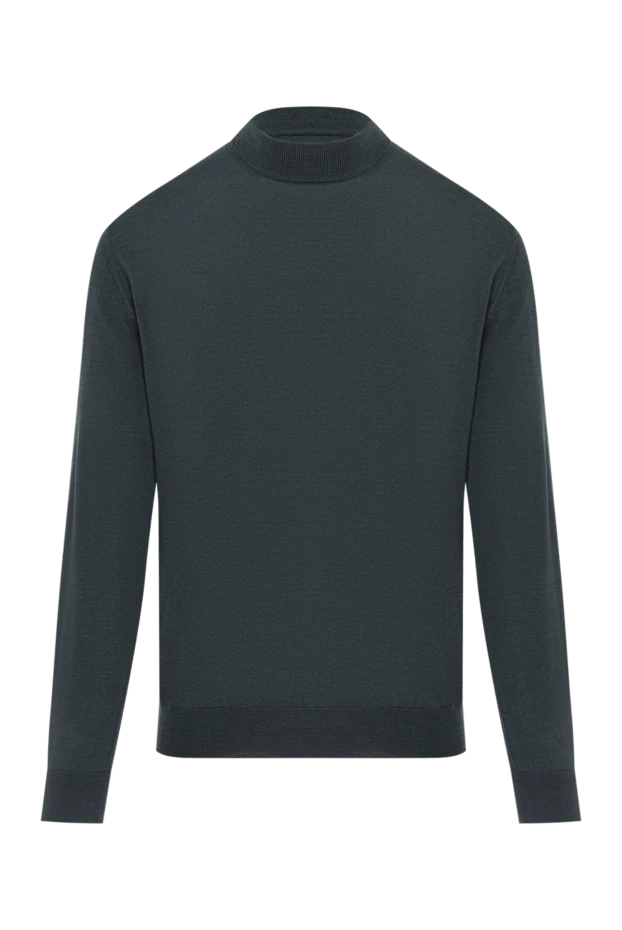 Жағасы тік, жеңі ұзын жасыл жүннен жасалған секіргіш - фото 1