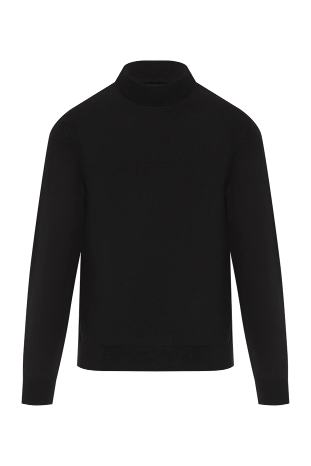 Black wool jumper with a stand-up collar - photo 1