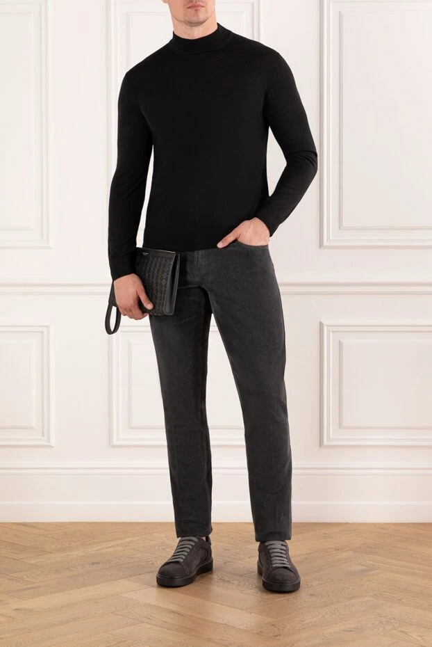Black wool jumper with a stand-up collar - photo 2